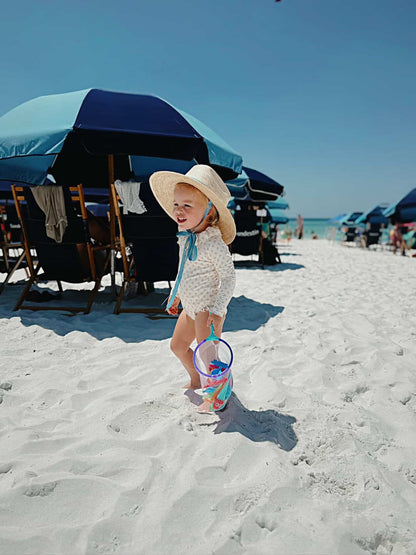Petunia Girl's Sun Hat - Navy Ric-Rac Ribbon