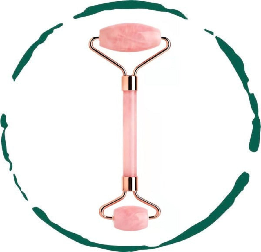 Rodillo facial de cuarzo rosa 