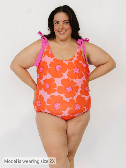 Big Poppy Shoulder-Tie One-Piece