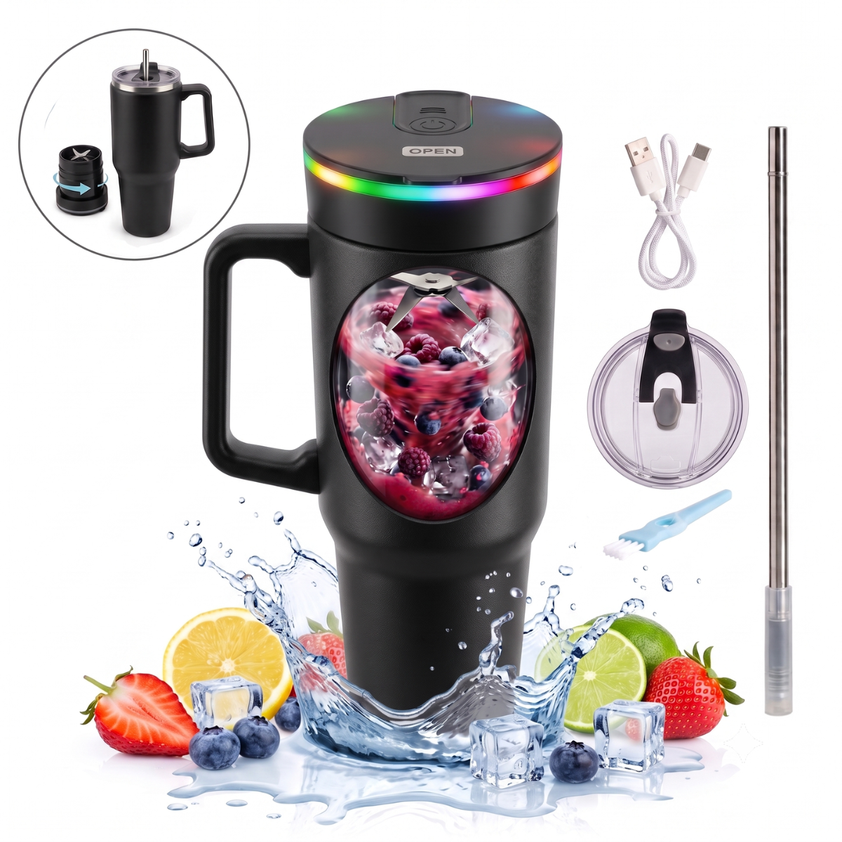 Steel (21oz) 180W Insulated Portable Blender (NEW)