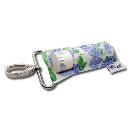 Blue Hydrangeas LippyClip KISS for larger lip balms, essential oil rollers, etc.