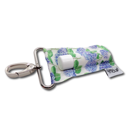 Blue Hydrangeas LippyClip KISS for larger lip balms, essential oil rollers, etc.