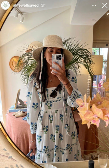 Clematis Bucket Hat - Wide & Short Navy Grosgrain Ribbon