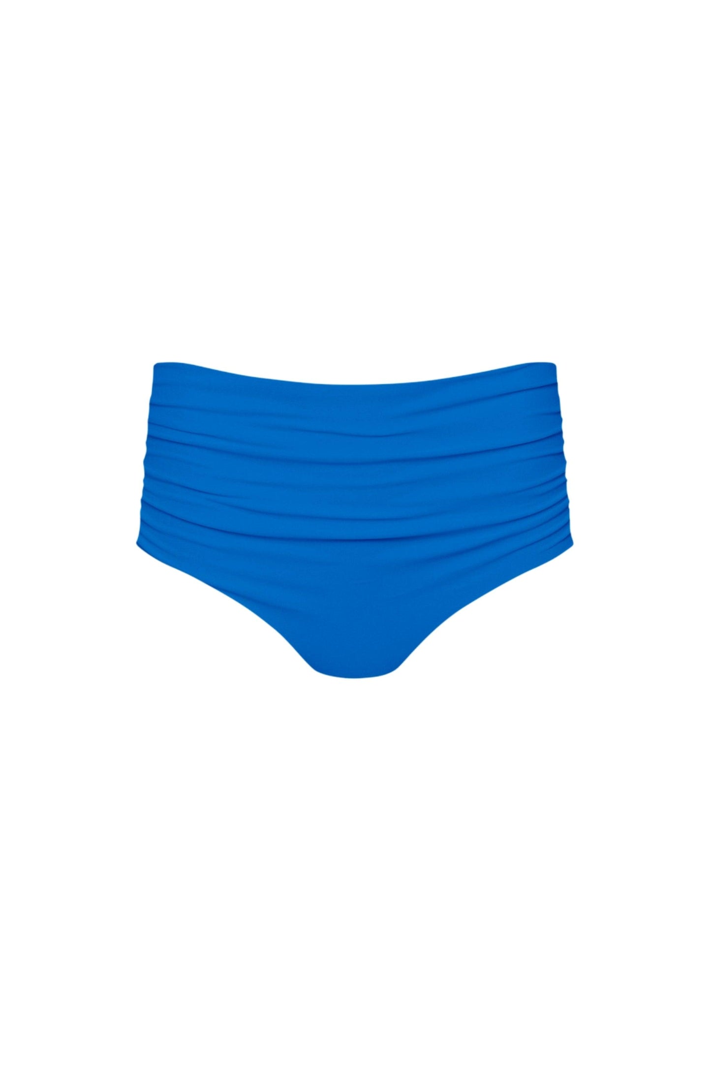 Capri Ruched High Waist Full Coverage Bikini Bottom Blue