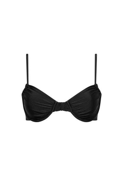 Capri Ruched Underwire Bikini Top Black