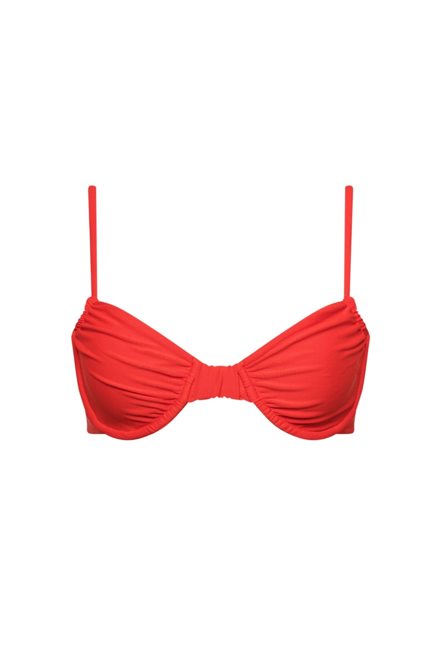 Capri Ruched Underwire Bikini Top Red