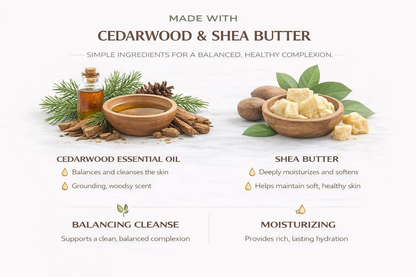 Jabón de cedro, coco y manteca de karité: limpiador corporal nutritivo e hidratante
