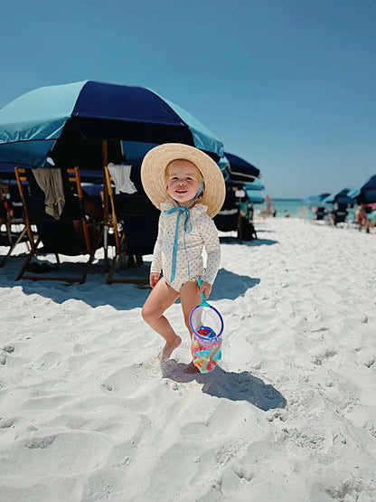Petunia Girl's Sun Hat - Navy Ric-Rac Ribbon