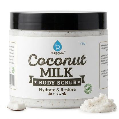 Exfoliante corporal de leche de coco 100 % natural, 14 oz