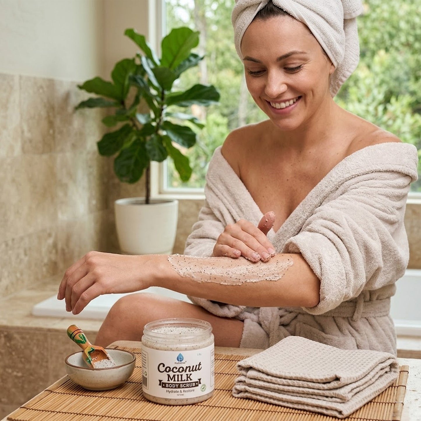 Exfoliante corporal de leche de coco 100 % natural, 14 oz