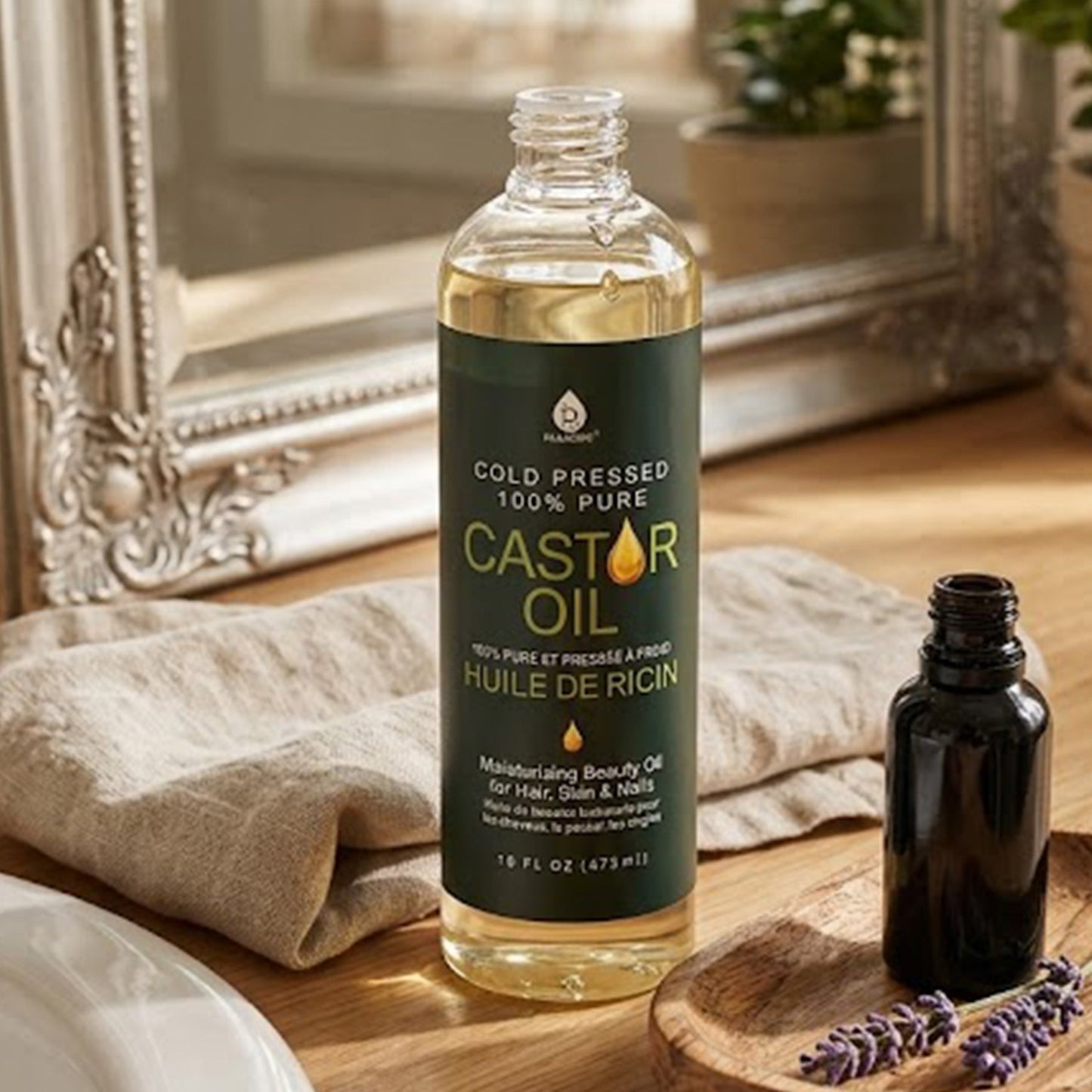 Aceite de ricino 100% puro prensado en frío, 16 oz