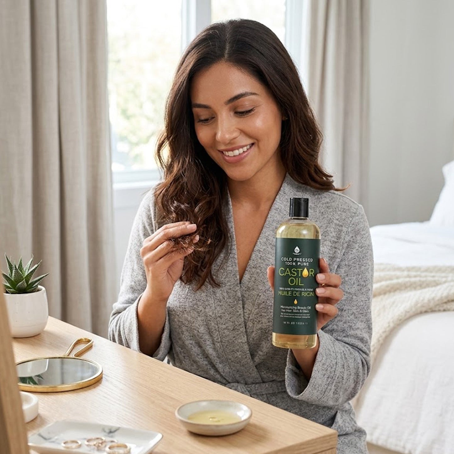 Aceite de ricino 100% puro prensado en frío, 16 oz