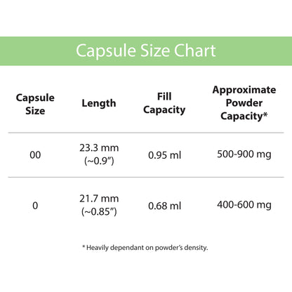 Certified Organic Empty Vegan Capsules: Size 00, 400 Count