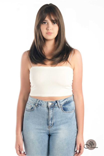 JBEXTENSION 20 Inches Scalpiana Cold Brown Wolf Cut 3.5X4 Hard Silky Top Natural Scalp Effect Wig With Bangs LILA