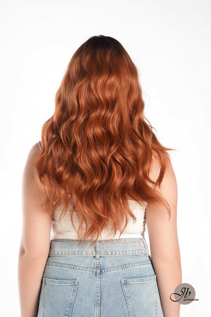 JBEXTENSION 24 Inches Copper Body Wave With Bangs Wig KIMMY COPPER