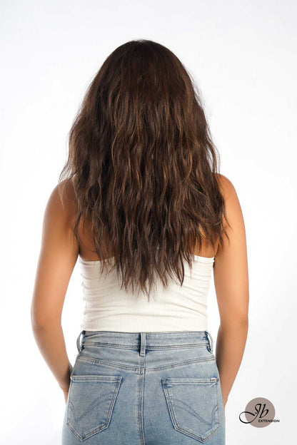 JBEXTENSION 22 Inches Brown With Highlight Body Wave Pre-Cut Free Part Frontlae Glueless Wig INéS HIGHLIGHT