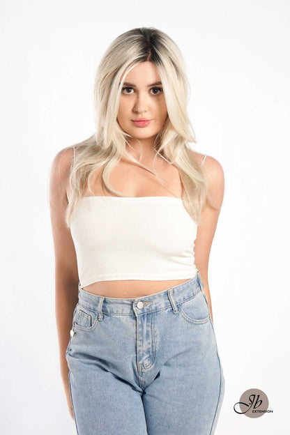 JBEXTENSION SARAH MONO Full Monofilament Wig 22 Inches Blonde Color Full Mono Lace Glueless With Anti-slip Silicone Strips Wig SARAH MONO【BENDY EAR TABS】