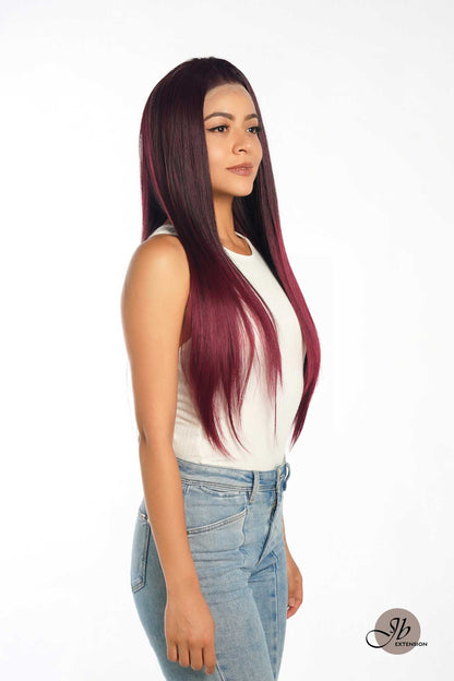 JBEXTENSION 30 Inches Dark Red Extra Long Straight Lace Front Wig.Pre Plucked 6*14 HD Transparent Lace Frontal Glueless Wig GRACE