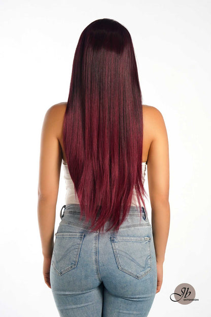 JBEXTENSION 30 Inches Dark Red Extra Long Straight Lace Front Wig.Pre Plucked 6*14 HD Transparent Lace Frontal Glueless Wig GRACE