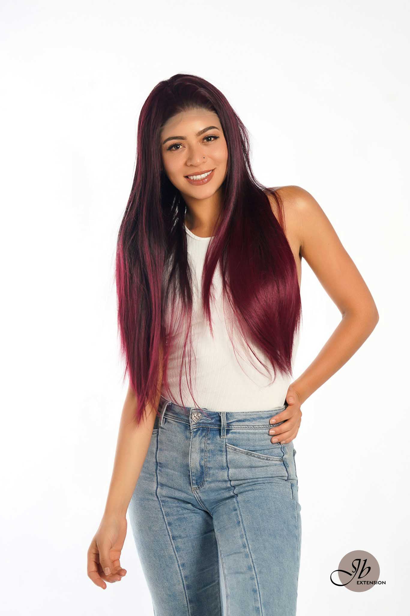 JBEXTENSION 30 Inches Dark Red Extra Long Straight Lace Front Wig.Pre Plucked 6*14 HD Transparent Lace Frontal Glueless Wig GRACE