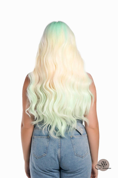JBextension GLOW IN THE DARK 26 Inches Curly Rainbow Color Frontlace Glueless Wig FAIRY