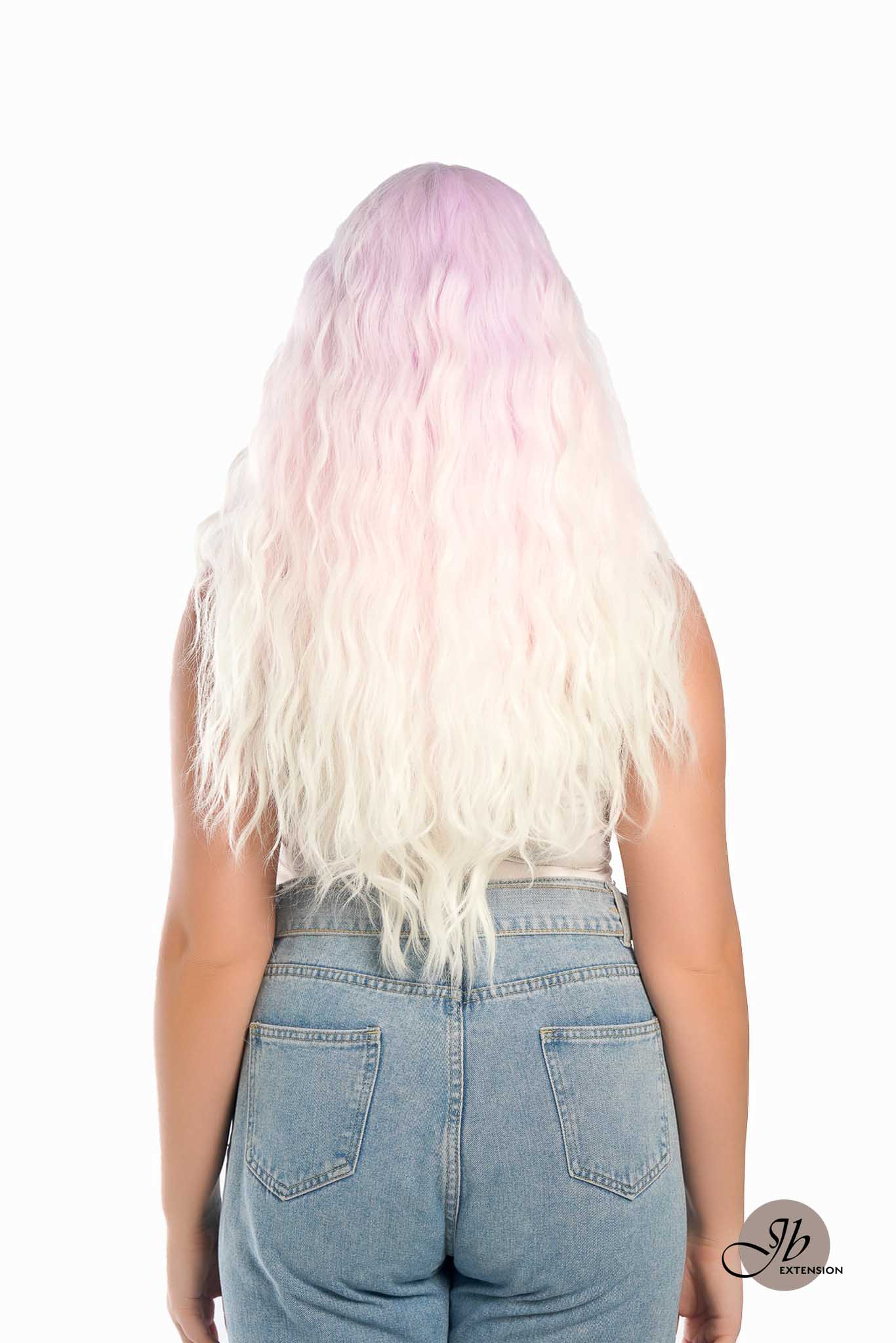 JBextension GLOW IN THE DARK 26 Inches Body Wave Rainbow Color Frontlace Glueless Wig WHISPER