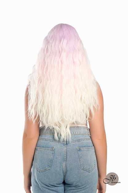 JBextension GLOW IN THE DARK 26 Inches Body Wave Rainbow Color Frontlace Glueless Wig WHISPER