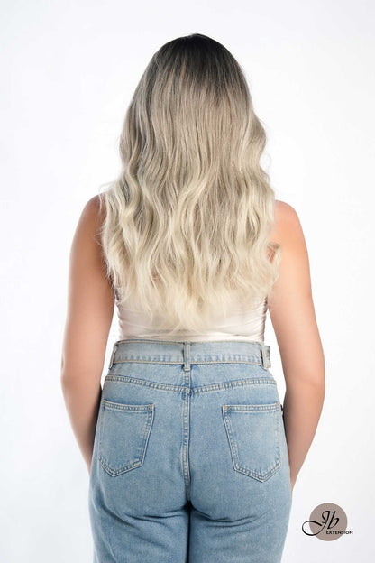 JBEXTENSION 22 Inches Body Wave Shatush Silver Pre-Cut Frontlace Glueless Wig CLAIRE M SILVER