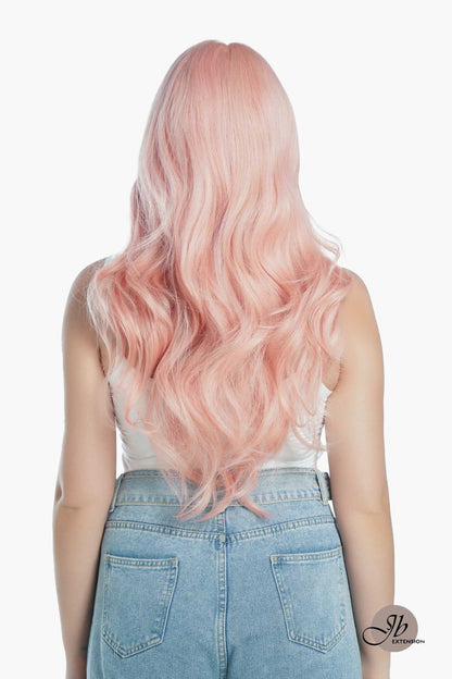 JBEXTENSION 26 Inches Curly Women Pink Wig Pre-Cut Frontlace Glueless Wig EMMIE PINK