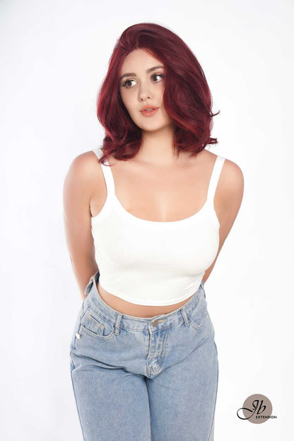 JBEXTENSION 10 Inches Red Curly Lace Front Wig.Pre Plucked 13*4 HD Transparent Lace Frontal Handmade Futura Fiber Swiss Lace Synthetic Fiber Glueless Wig JADOR RED
