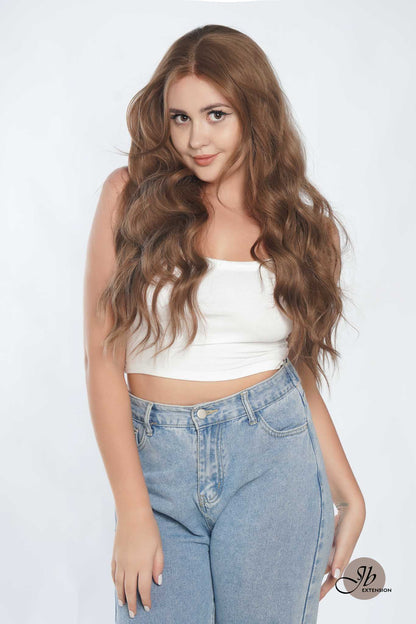JBEXTENSION 26 Inches Light Brown Body Wave Pre-Cut Frontlace Glueless Wig CLAIRE L LIGHT BROWN