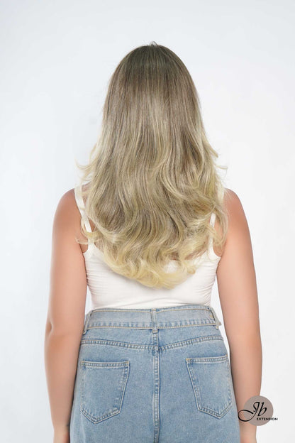 JBEXTENSION 20 Inches Dirty Blonde Curly Free Part Pre-Cut Frontlace Glueless Wig SYLVIA LACE