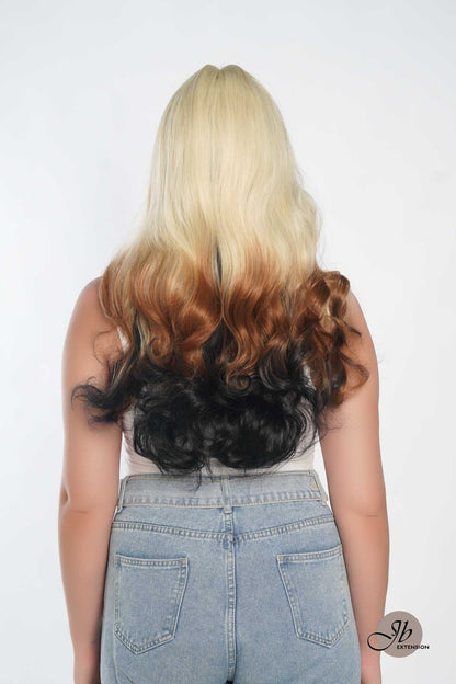 JBEXTENSION 25 Inches Body Wave Light Blonde On The Top Mix Color Pre-Cut Frontlace Glueless Wig VANILLA TWIST