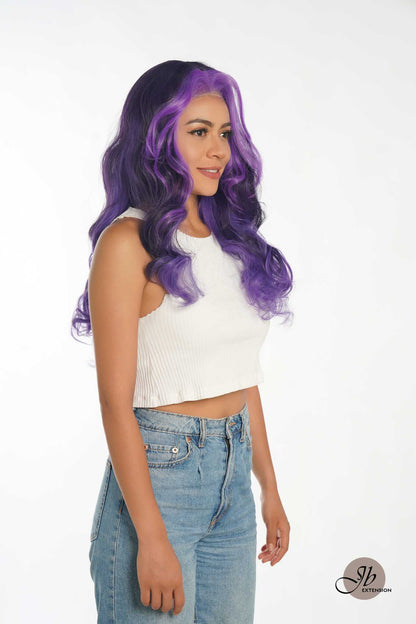 JBEXTENSION 24 Inches Mix Purple Body Wave Pre-Cut Frontlace Glueless Wig PHOENIX