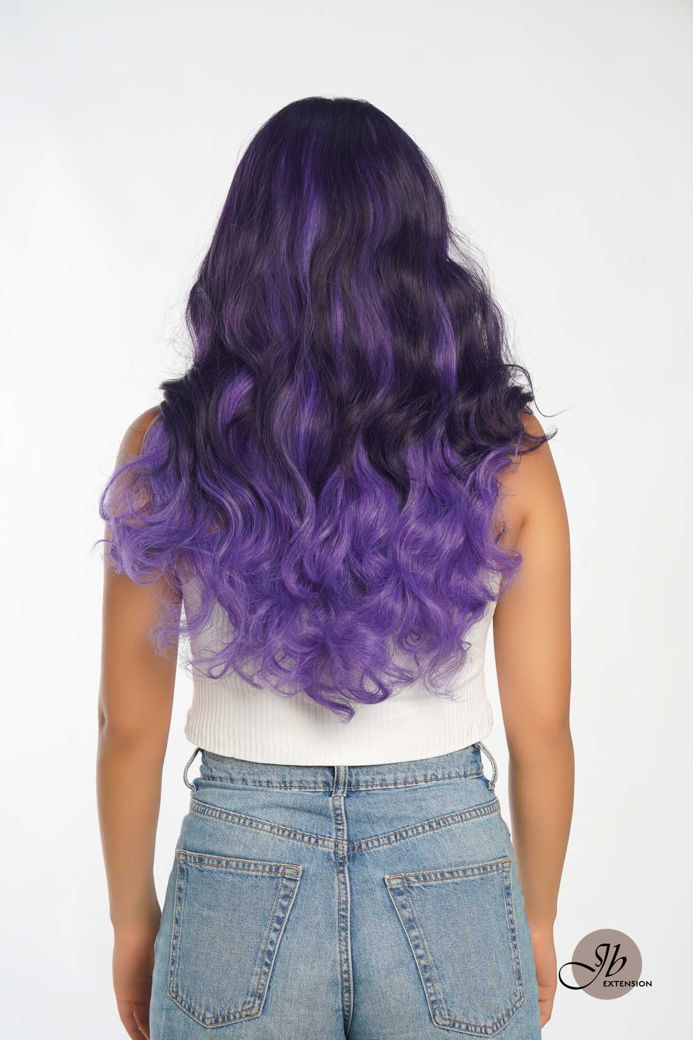 JBEXTENSION 24 Inches Mix Purple Body Wave Pre-Cut Frontlace Glueless Wig PHOENIX