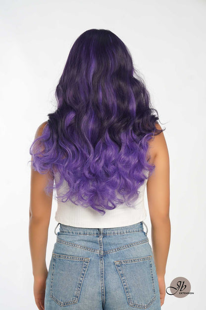 JBEXTENSION 24 Inches Mix Purple Body Wave Pre-Cut Frontlace Glueless Wig PHOENIX