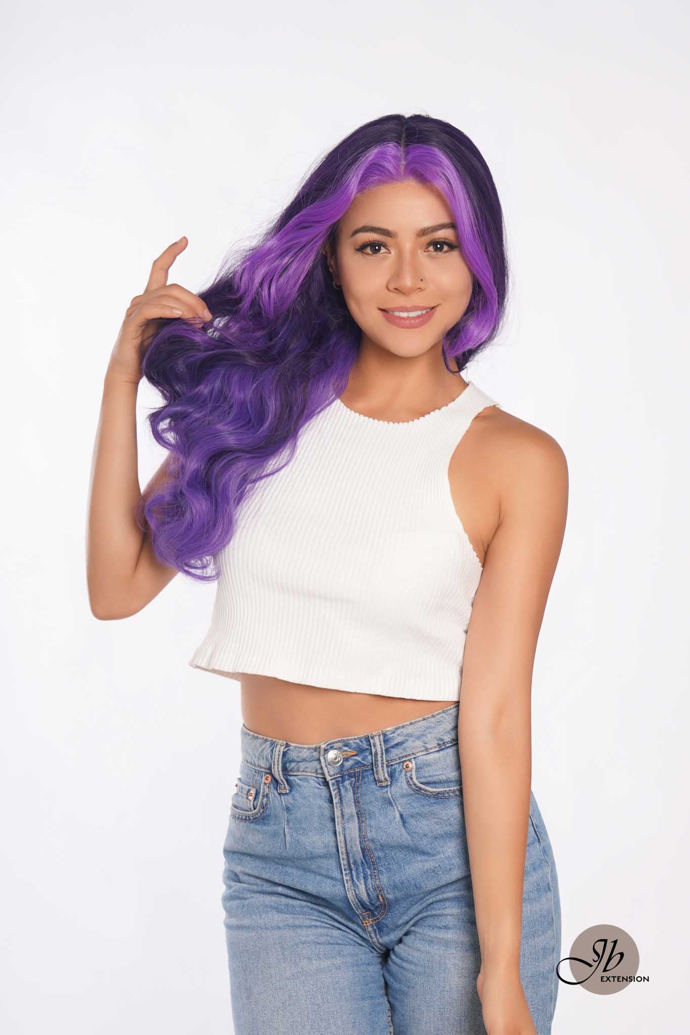 JBEXTENSION 24 Inches Mix Purple Body Wave Pre-Cut Frontlace Glueless Wig PHOENIX