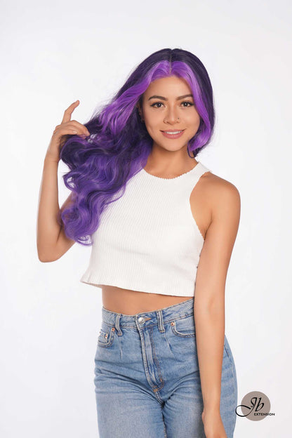 JBEXTENSION 24 Inches Mix Purple Body Wave Pre-Cut Frontlace Glueless Wig PHOENIX