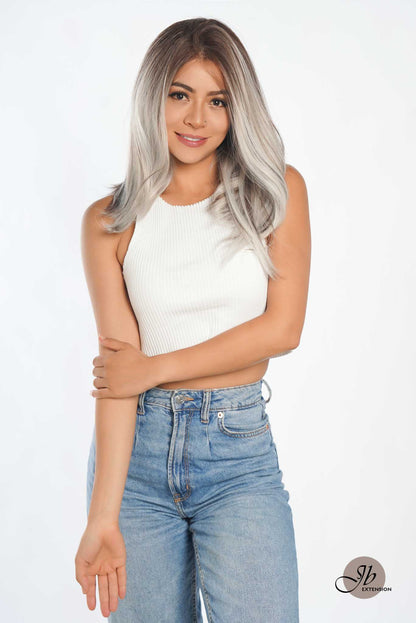 JBEXTENSION 14 Inches Bob Cut Mix Color With Highlight Free Part Pre-Cut Frontlace Glueless Wig GIULIA BOB LATTé (FREE PARTING)