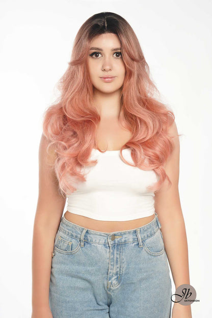 JBEXTENSION GENERATION FIVE 26 Inches Curly Ombre Pink Women Wig Without Bangs EMILY G5