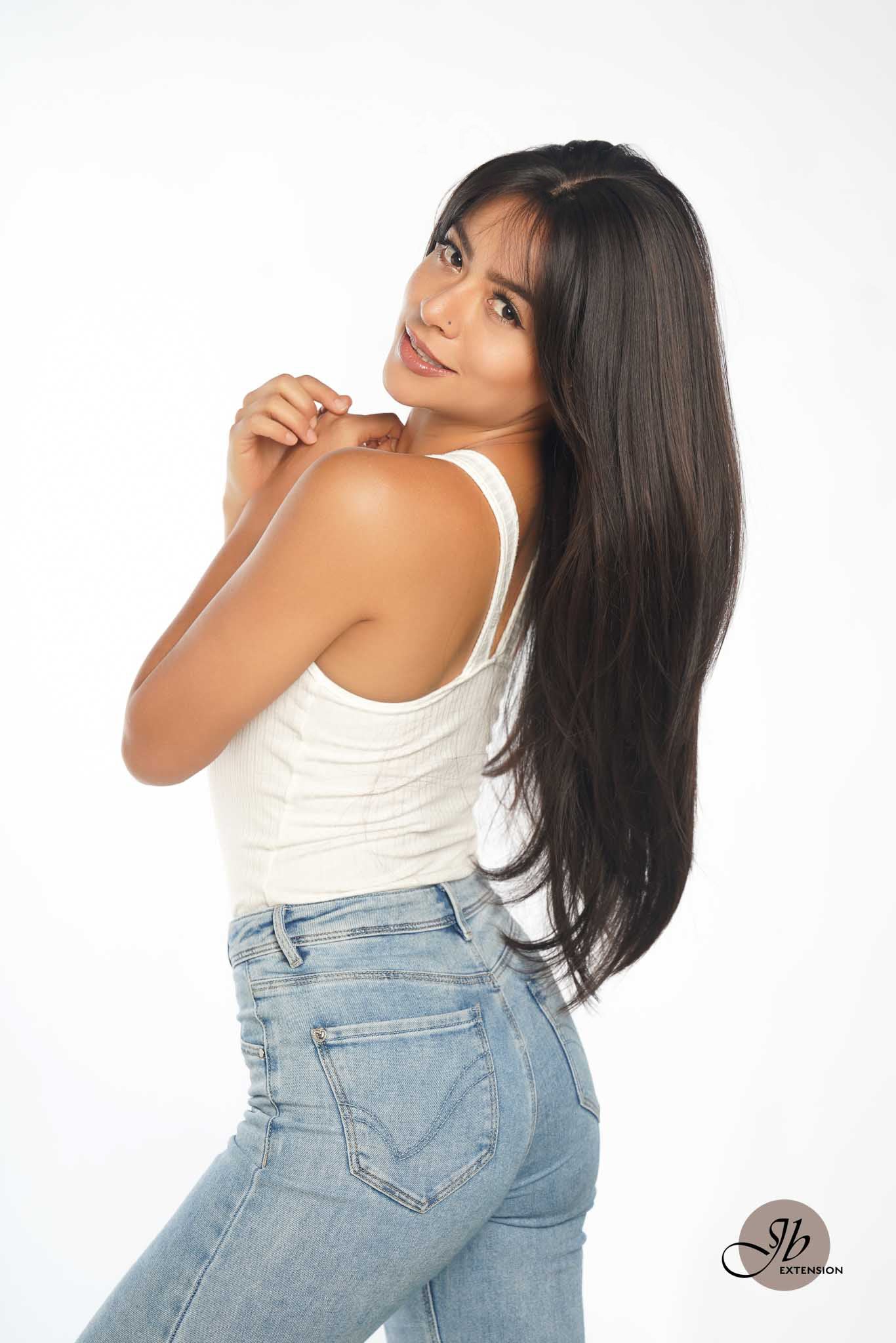 JBEXTENSION 26 Inches Scalpiana Tea Black Darkest Brown Wolf Cut 3.5X4 Hard Silky Top Natural Scalp Effect Wig With Bangs ELLIE SILK TOP