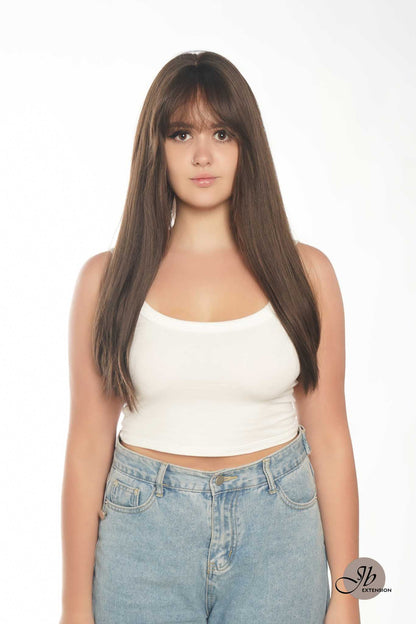 JBEXTENSION 22 Inches Scalpiana Cold Brown 3.5X4 Hard Silky Top Natural Scalp Effect Wig NICOLA COLD BROWN Silky Top