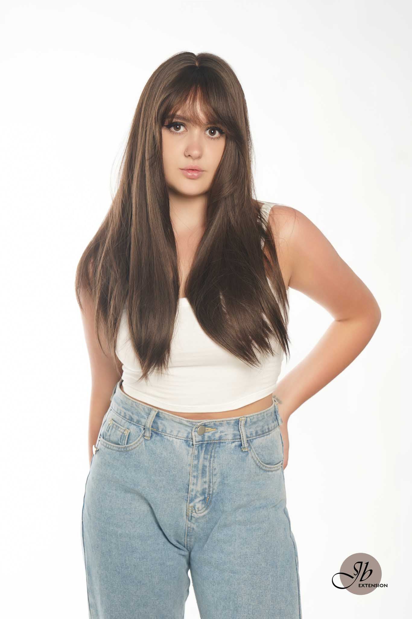 JBEXTENSION 22 Inches Scalpiana Cold Brown 3.5X4 Hard Silky Top Natural Scalp Effect Wig NICOLA COLD BROWN Silky Top
