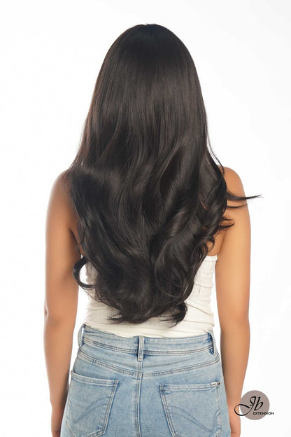 JBEXTENSION 26 Inches Scalpiana Tea Black Darkest Brown Curly 3.5X4 Hard Silky Top Natural Scalp Effect Wig KARA