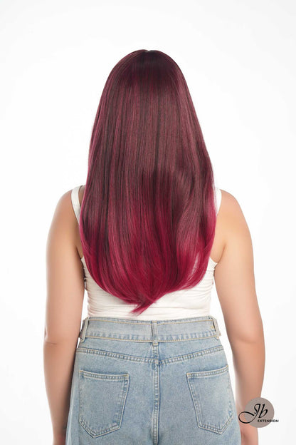 JBEXTENSION 22 Inches Nature Straight Fushia Color Wig With Bangs BREEN