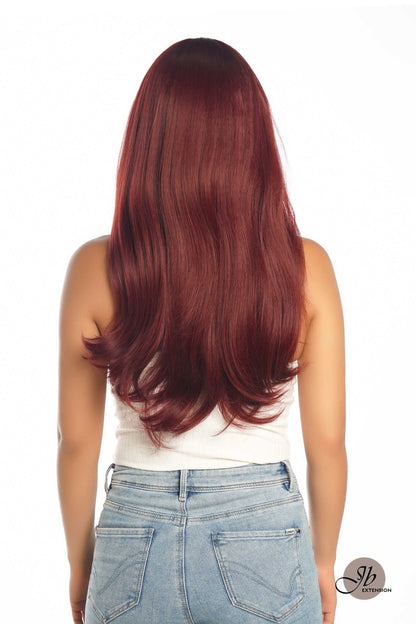 JBEXTENSION 22 Inches Dark Red Curly Wig With Bangs MIRANDA