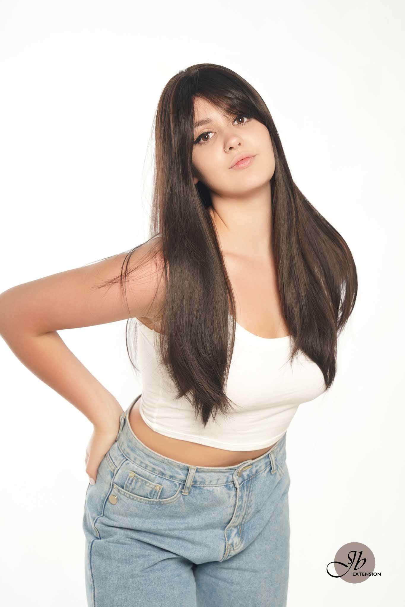 JBEXTENSION 22 Inches  Scalpiana Midnight Brown( Black/Brown) 3.5X4 Hard Silky Top Natural Scalp Effect Wig NICOLA SILK TOP