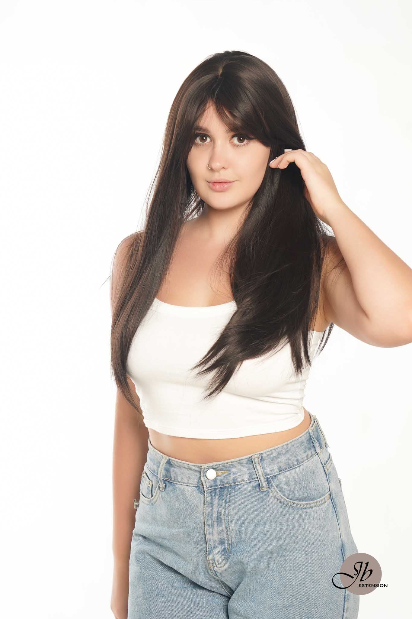 JBEXTENSION 22 Inches  Scalpiana Midnight Brown( Black/Brown) 3.5X4 Hard Silky Top Natural Scalp Effect Wig NICOLA SILK TOP