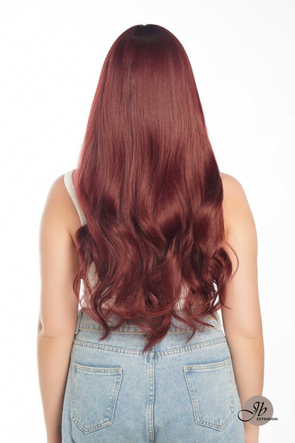 JBEXTENSION 25 Inches Red Curly Fashion Wig With Full Bangs ALYSSA
