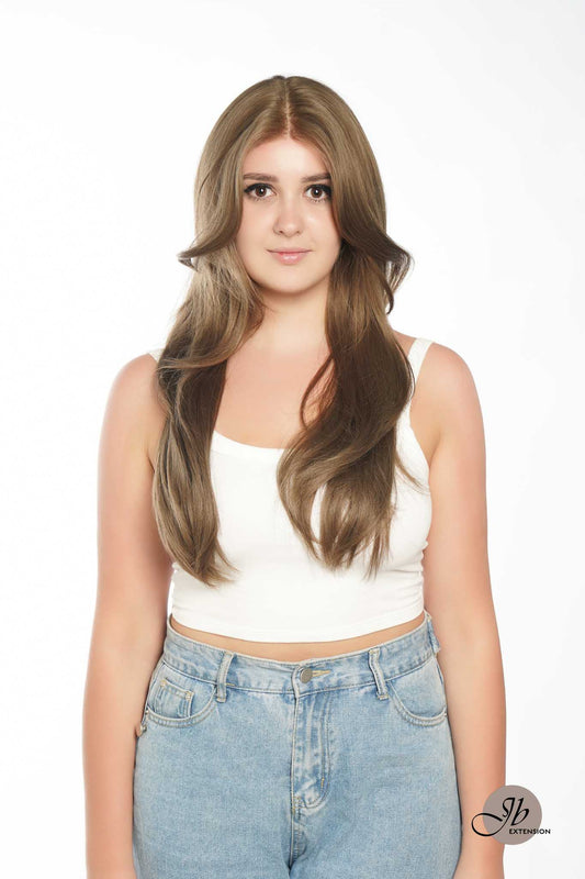 JBEXTENSION 26 Inches Brown Pre-Cut Frontlace Glueless Wig With Bangs JUANITA